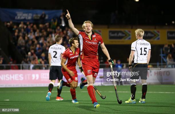 Amaury Keusters of Belgium celebrates his goal during day 9 of the FIH Hockey World League Men's Semi Finals final match between Belgium and Germany...