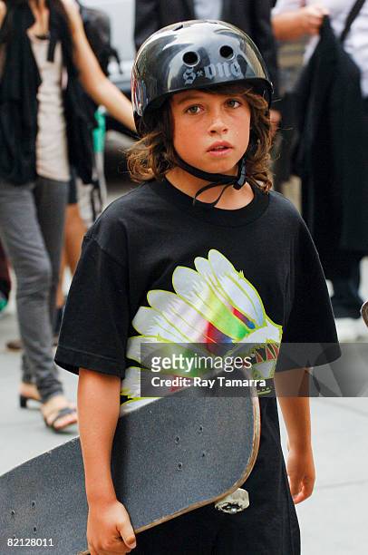 Dylan Jagger Lee walks in Midtown Manhattan on July 30, 2008 in New York City.