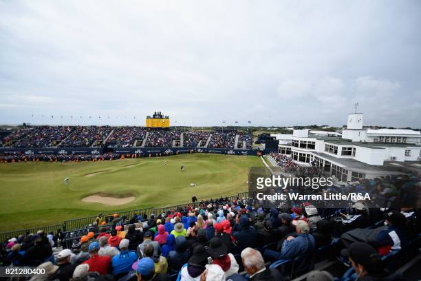 General view of the 18th green during the final round of the 146th Open Championship at Royal Birkdale on July 23, 2017 in Southport, England.