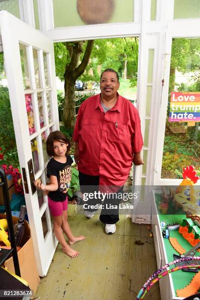 MoveOn.org member arrives at the Neighborhood Listening Project Healthcare Door Knocking Canvass Event on July 23, 2017 in Ardmore, Pennsylvania.