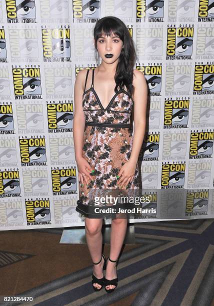 Actor Hannah Marks at BBC AMERICA'S San Diego Comic-Con Press Line with the Stars and Producers of 'Dirk Gently's Holistic Detective Agency' and...