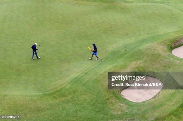 Jordan Spieth of the United States celebrates his victory on the 18th green during the final round of the 146th Open Championship at Royal Birkdale...