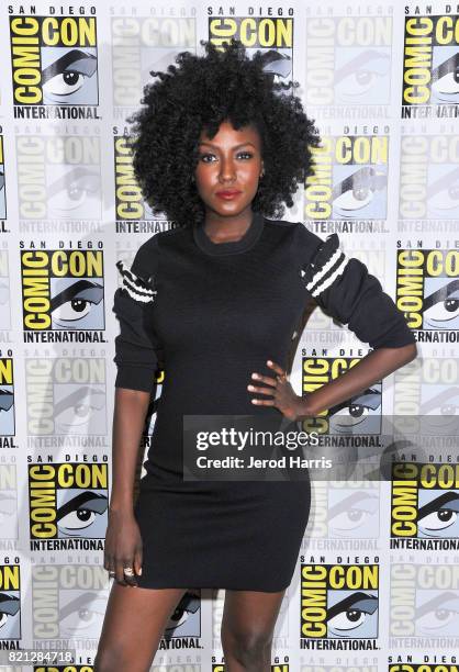 Actor Jade Eshete at BBC AMERICA'S San Diego Comic-Con Press Line with the Stars and Producers of 'Dirk Gently's Holistic Detective Agency' and...