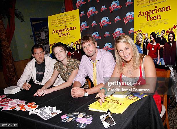 Colin Clemens, Hannah Bailey, Mitch Reinholdt and Megan Krizmanich of the documentary "American Teen" make an appearance at Planet Hollywood in Times...