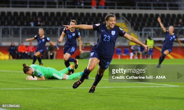 Fran Kirby of England Women celebrates after she scores a goal to make it 1-0 during the UEFA Women's Euro 2017 match between England and Spain at...