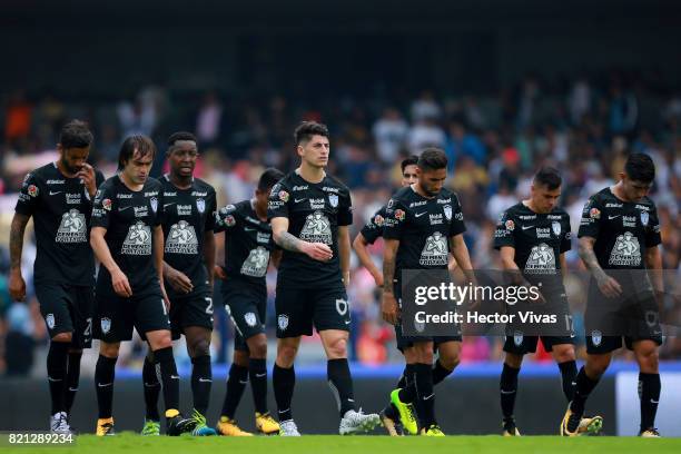 Players of Pachuca look dejected after losing the 1st round match between Pumas UNAM and Pachuca as part of the Torneo Apertura 2017 Liga MX at...