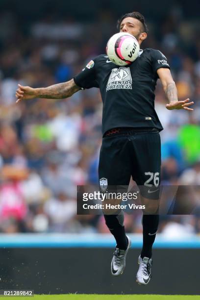 Robert Herrera of Pachuca controls the ball during the 1st round match between Pumas UNAM and Pachuca as part of the Torneo Apertura 2017 Liga MX at...