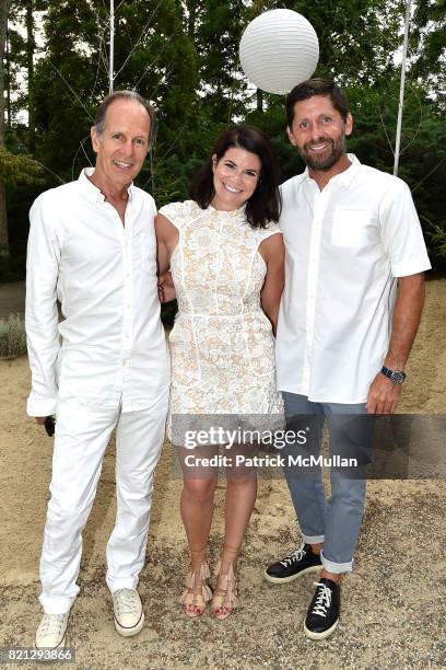 Michael Halsband, Alicia Murphy and Chris Growney attend Boom! The Cosmic LongHouse Benefit at LongHouse Reserve on July 22, 2017 in East Hampton,...