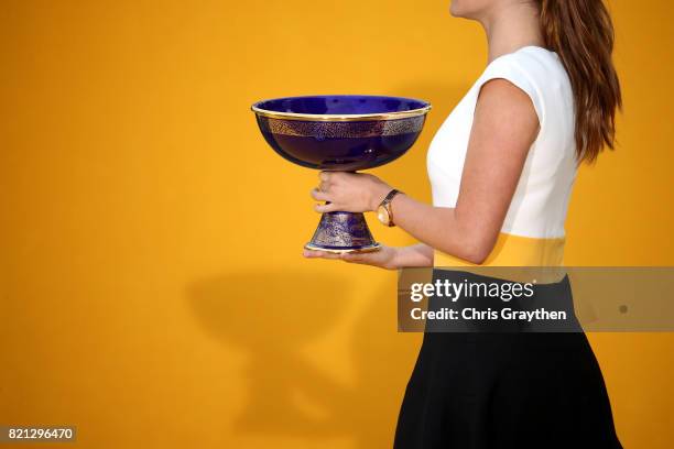 The general classification winner's trophy is carried to the stage after stage 21 of the 2017 Le Tour de France, a 103km stage from Montgreon to the...