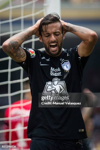 Robert Herrera of Pachuca reacts during the 1st round match between Pumas UNAM and Pachuca as part of the Torneo Apertura 2017 Liga MX at Olimpico...