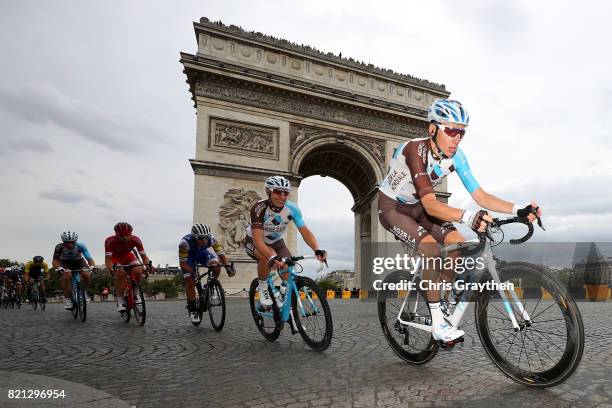 Romain Bardet of France riding for AG2R La Mondiale rides past the Arc de Triomphe during stage 21 of the 2017 Le Tour de France, a 103km stage from...