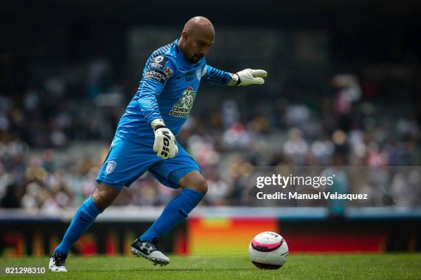 Oscar Perez goalkeeper of Pachuca kicks the ball during the 1st round match between Pumas UNAM and Pachuca as part of the Torneo Apertura 2017 Liga...