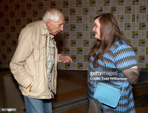 Producer Marty Krofft from 'Sigmund and the Sea Monsters' and actor Aidy Bryant from 'Danger & Eggs' at Amazon's KIDS PRESS ROOM Panel during...