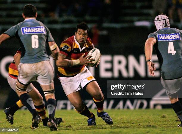 Sione Lauaki of Waikato makes a run during the Air New Zealand Cup match between Northland and Waikato at Okara Park on July 31, 2008 in Whangarei,...