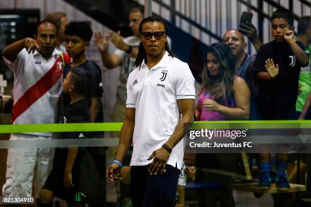 Juventus legend Edgar Davids watches training at the Juventus Academy USA launch event on July 23, 2017 in Sparta, New Jersey..