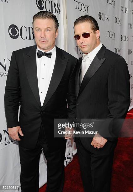 Actors Alec Baldwin and Stephen Baldwin attend the 62nd Annual Tony Awards at Radio City Music Hall on June 15, 2008 in New York City.