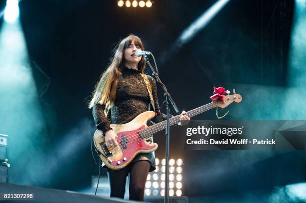 Paz Lenchantin from The Pixies performs during first Lollapalooza Festival in France at Hippodrome de Longchamp on July 23, 2017 in Paris, France.