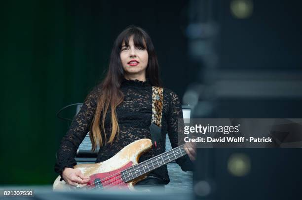 Paz Lenchantin from The Pixies performs during first Lollapalooza Festival in France at Hippodrome de Longchamp on July 23, 2017 in Paris, France.