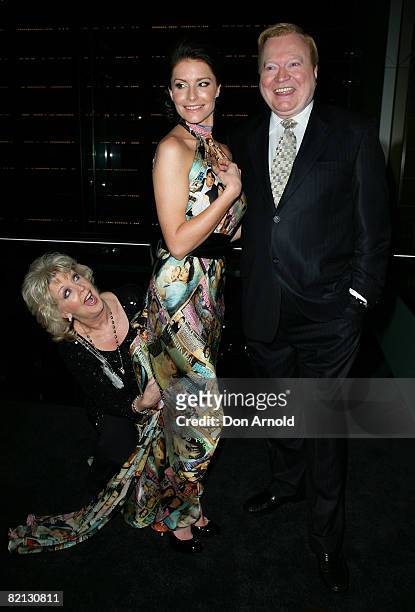Patti Newton, Simmone Jade Mackinnon and Bert Newton attend the Women's Day 60th Anniversary Celebrations at the Glass Brasserie on July 31, 2008 in...