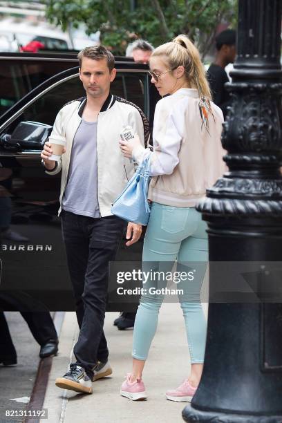 Musician Matt Bellamy and model Elle Evans are seen in Tribeca on July 23, 2017 in New York City.