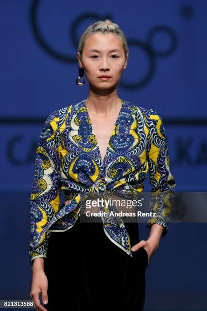 Model walks the runway for 'Cabo by Milka' at the PF Selected show during Platform Fashion July 2017 at Areal Boehler on July 23, 2017 in...