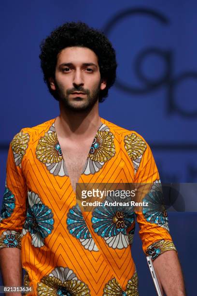 Model walks the runway for 'Cabo by Milka' at the PF Selected show during Platform Fashion July 2017 at Areal Boehler on July 23, 2017 in...
