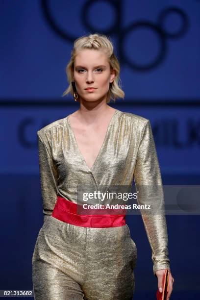 Kim Hnizdo walks the runway for 'Cabo by Milka' at the PF Selected show during Platform Fashion July 2017 at Areal Boehler on July 23, 2017 in...