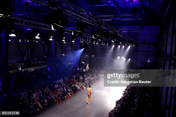 General view of a model walking the runway for 'Cabo by Milka' at the PF Selected show during Platform Fashion July 2017 at Areal Boehler on July 23,...