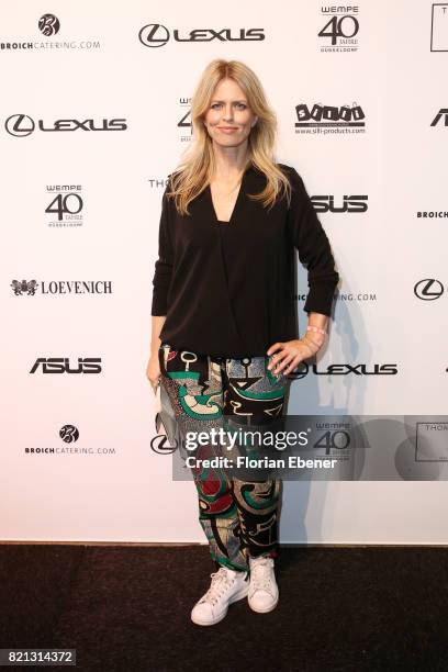 Miriam Lahnstein attends the Thomas Rath show during Platform Fashion July 2017 at Areal Boehler on July 23, 2017 in Duesseldorf, Germany.