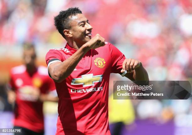 Jesse Lingard of Manchester United celebrates scoring their first goal during the International Champions Cup 2017 pre-season friendly match between...