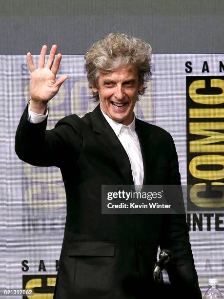 Actor Peter Capaldi at "Doctor Who" BBC America official panel during Comic-Con International 2017 at San Diego Convention Center on July 23, 2017 in...