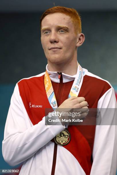 Aaron Bowen of England celebrates victory in the Boy's 75 kg Gold Medal bout between Aaron Bowen of England and Kane Tucker of Northern Ireland on...