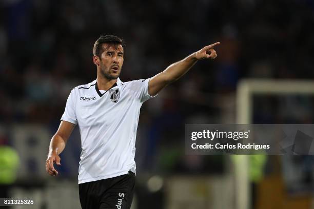 Vitoria Guimaraes defender Joao Aurelio from Portugal during the match between Vitoria Guimaraes v FC Porto match for the Guimaraes City Trophy at...