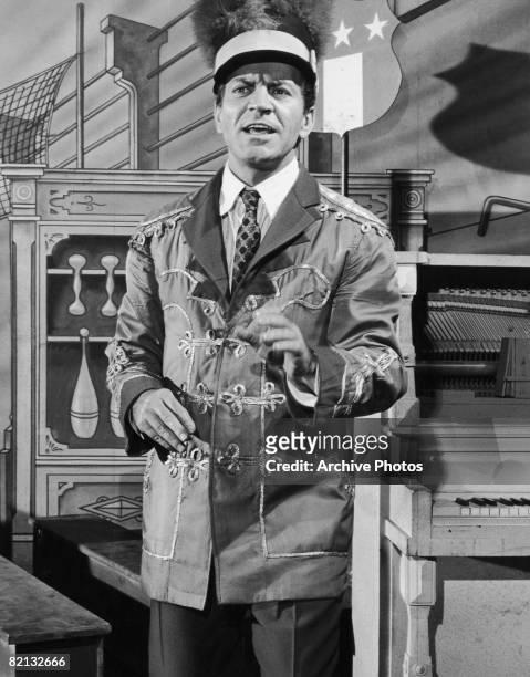 Robert Preston stars in the musical comedy 'The Music Man' at the Majestic Theatre on Broadway, 1957.