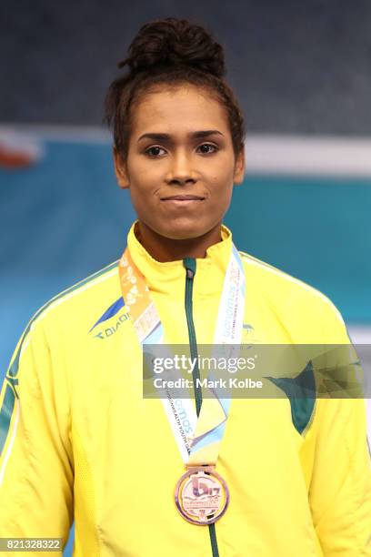 Bronze medalist Artewekey Fraser of Australia poses after the presentation the Girls 75kg Gold Medal bout between Georgia O'Connor of England and...