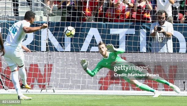 Casemiro of Real Madrid scores their first goal during the International Champions Cup 2017 pre-season friendly match between Real Madrid and...