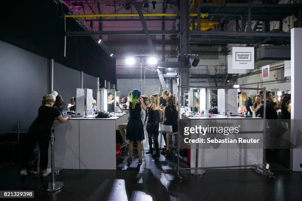 General view backstage ahead of the Thomas Rath show during Platform Fashion July 2017 at Areal Boehler on July 23, 2017 in Duesseldorf, Germany.