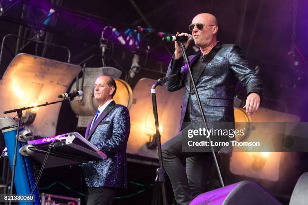 Martyn Ware and Glenn Gregory perform with the British Electric Foundation on Day 3 of Rewind Festival at Scone Palace on July 23, 2017 in Perth,...