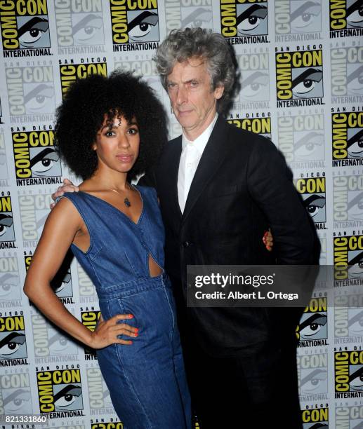 Actors Pearl Mackie and Peter Capaldi during 2017 Comic-Con International at San Diego Convention Center on July 23, 2017 in San Diego, California.