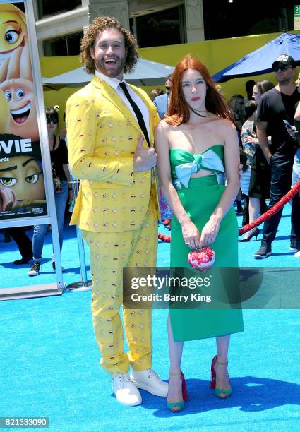 Actor T.J. Miller and wife Kate Gorney attend the premiere of Columbia Pictures and Sony Pictures 'The Emoji Movie' at Regency Village Theatre on...