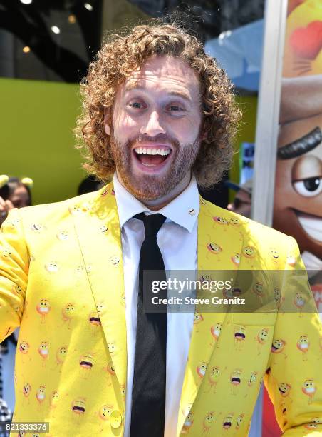 Miller arrives at the Premiere Of Columbia Pictures And Sony Pictures Animation's "The Emoji Movie" at Regency Village Theatre on July 23, 2017 in...