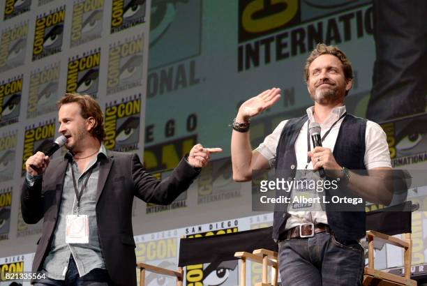Actors Richard Speight Jr. And Rob Benedict at the "Supernatural" panel during Comic-Con International 2017 at San Diego Convention Center on July...