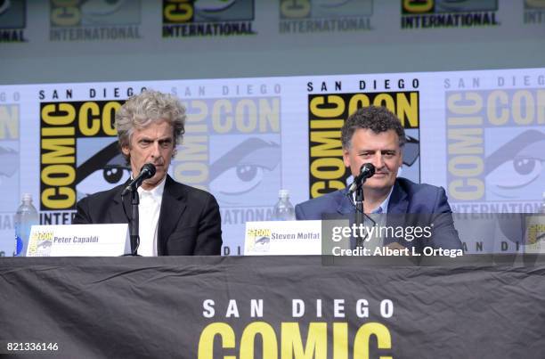 Peter Capaldi and Steven Moffat at "Doctor Who" BBC America official panel during Comic-Con International 2017 at San Diego Convention Center on July...