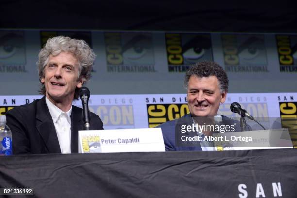 Peter Capaldi and Steven Moffat at "Doctor Who" BBC America official panel during Comic-Con International 2017 at San Diego Convention Center on July...