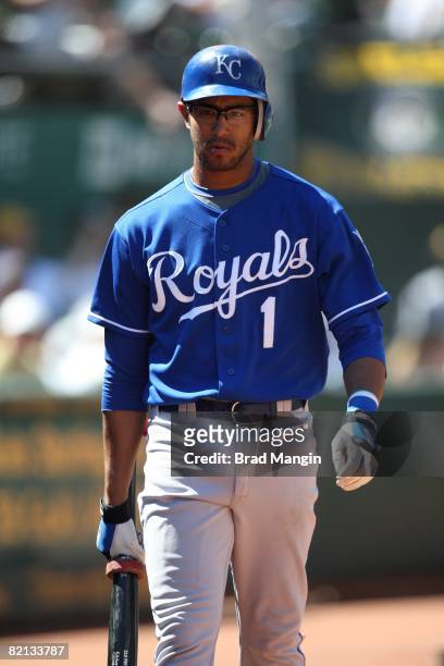 Tony Pena of the Kansas City Royals walks back to the dugout during the game against the Oakland Athletics at the McAfee Coliseum in Oakland,...