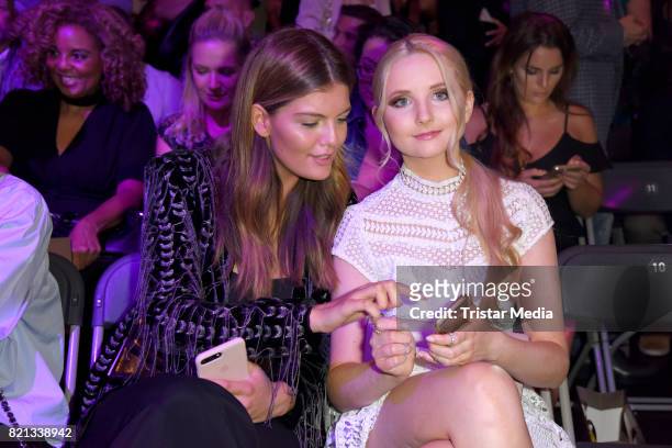 Anna Hiltrop and Vanessa Fuchs attend the Thomas Rath show during Platform Fashion July 2017 at Areal Boehler on July 23, 2017 in Duesseldorf,...
