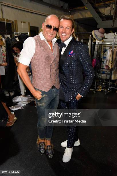 Thomas Rath and his husband Sandro Rath attend the Thomas Rath show during Platform Fashion July 2017 at Areal Boehler on July 23, 2017 in...