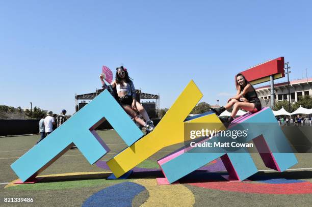 Festivalgoers during day 3 of FYF 2017 on July 23, 2017 at Exposition Park in Los Angeles, California.