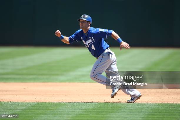 Alex Gordon of the Kansas City Royals runs the bases during the game against the Oakland Athletics at the McAfee Coliseum in Oakland, California on...