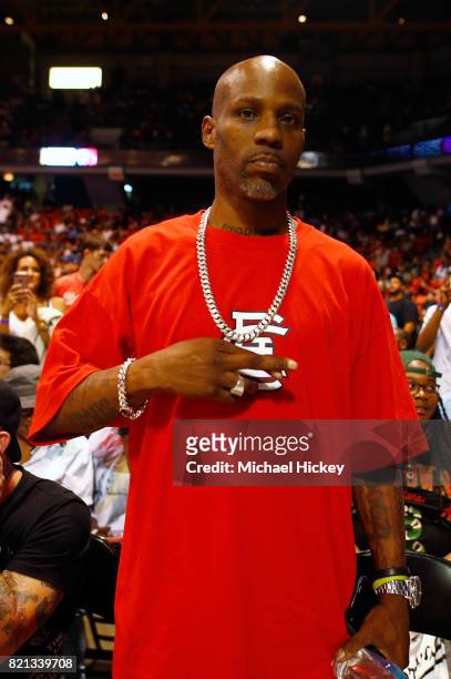 Rapper DMX poses for a photo during week five of the BIG3 three on three basketball league at UIC Pavilion on July 23, 2017 in Chicago, Illinois.